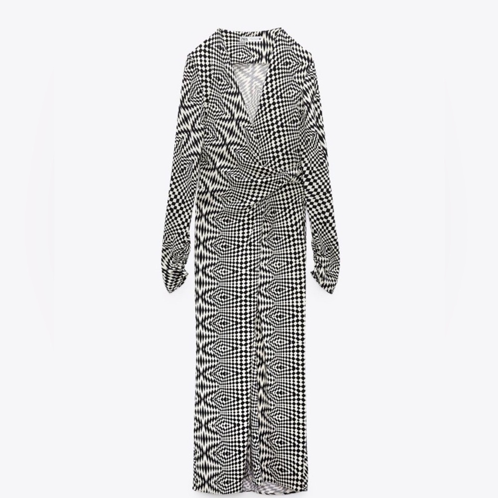Zara Printed Draped Midi Dress